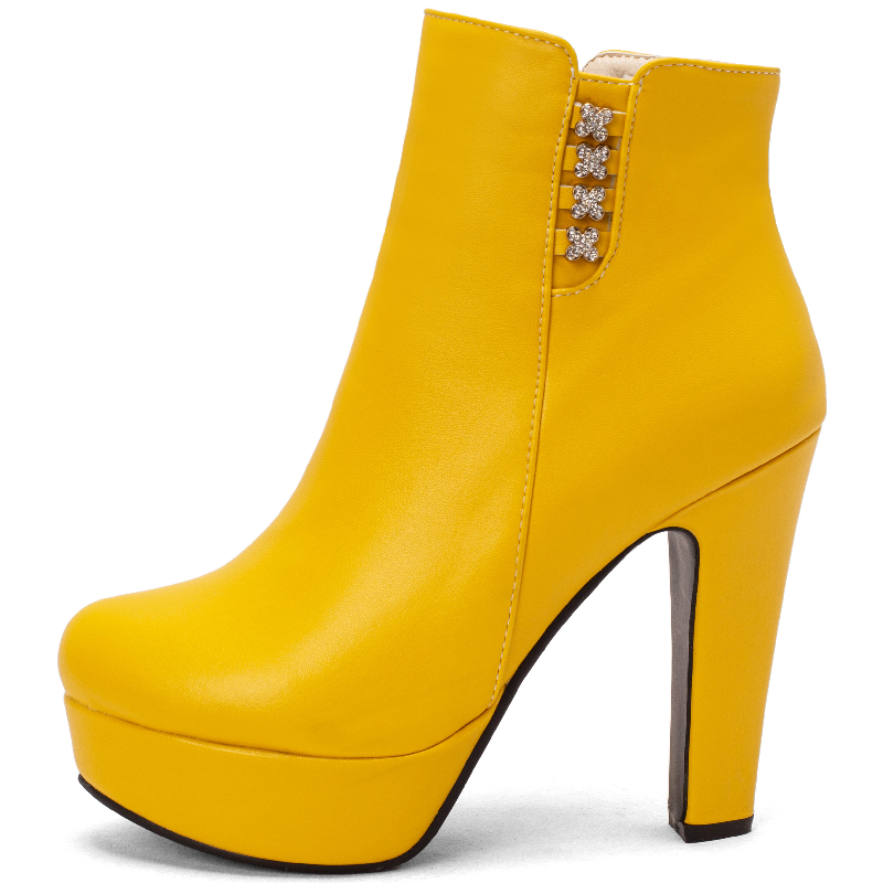 Women'S Shoes Yellow - Big Size 50 Luxury Short Boot
