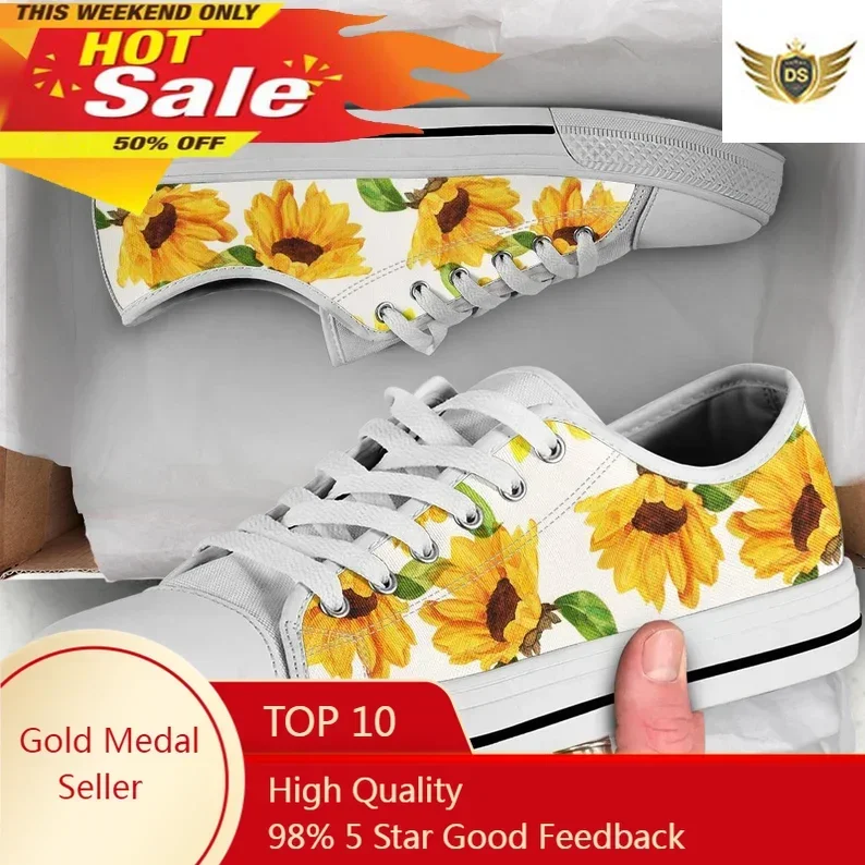 Women'S Shoes Yellow - Classic Yellow Flower Sunflower Printing Canvas