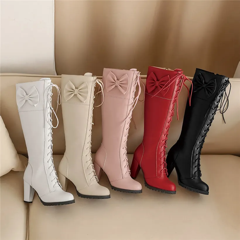 Sweet Bowtie Lolita Knee-high  - Zip Up Boots Short review and price