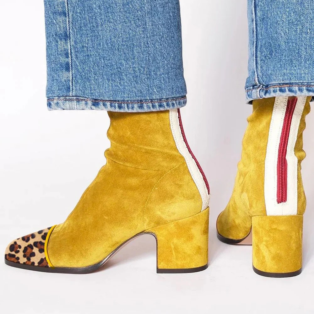 Patchwork Suede Leopard Square - Women'S Shoes Yellow review and price
