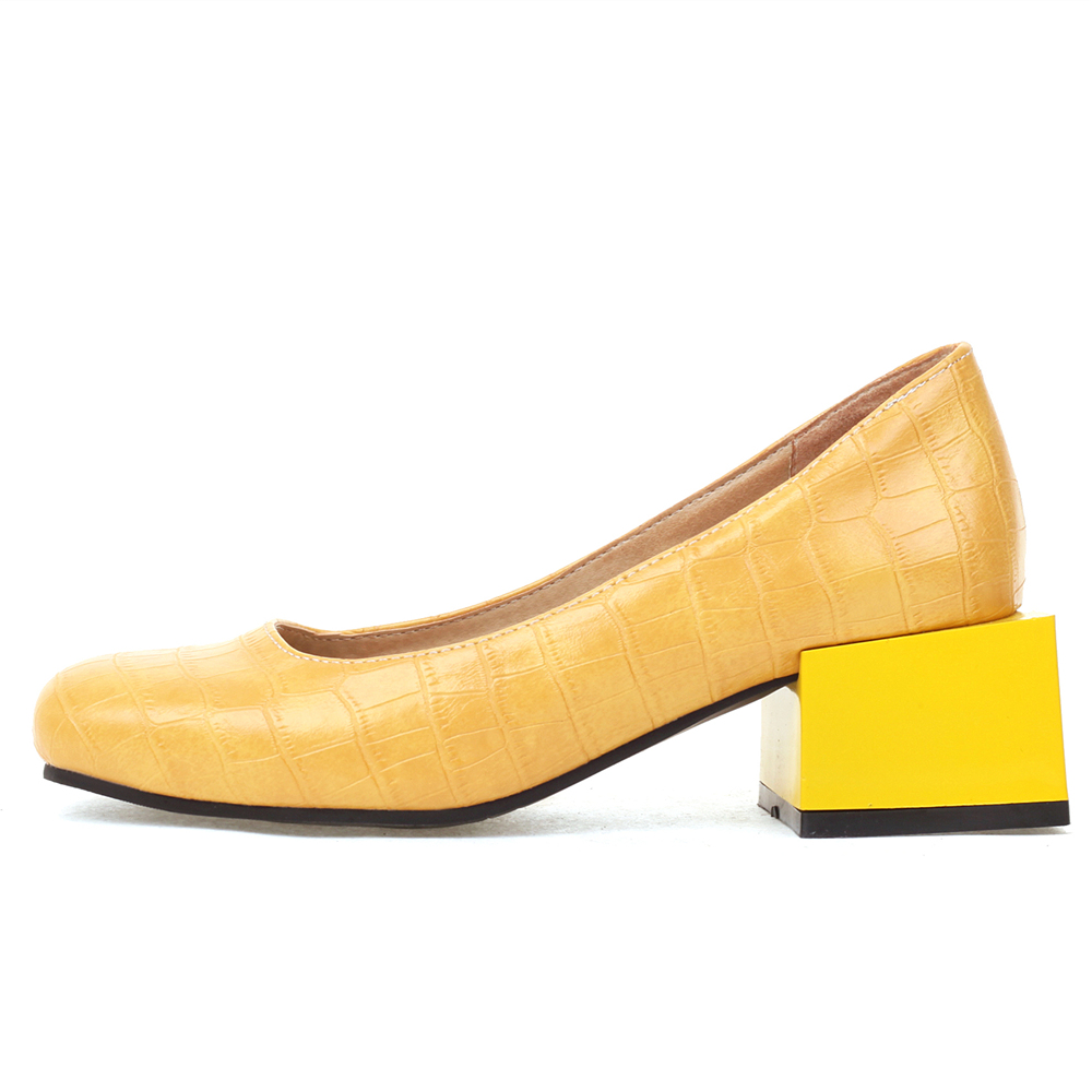 Square Low Heels Shoes Elegant - Women'S Shoes Yellow review and price