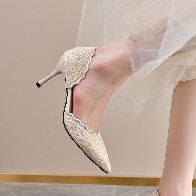 Lace Pointed Toe High Heels Wo - Women Shoes With Heels review and price