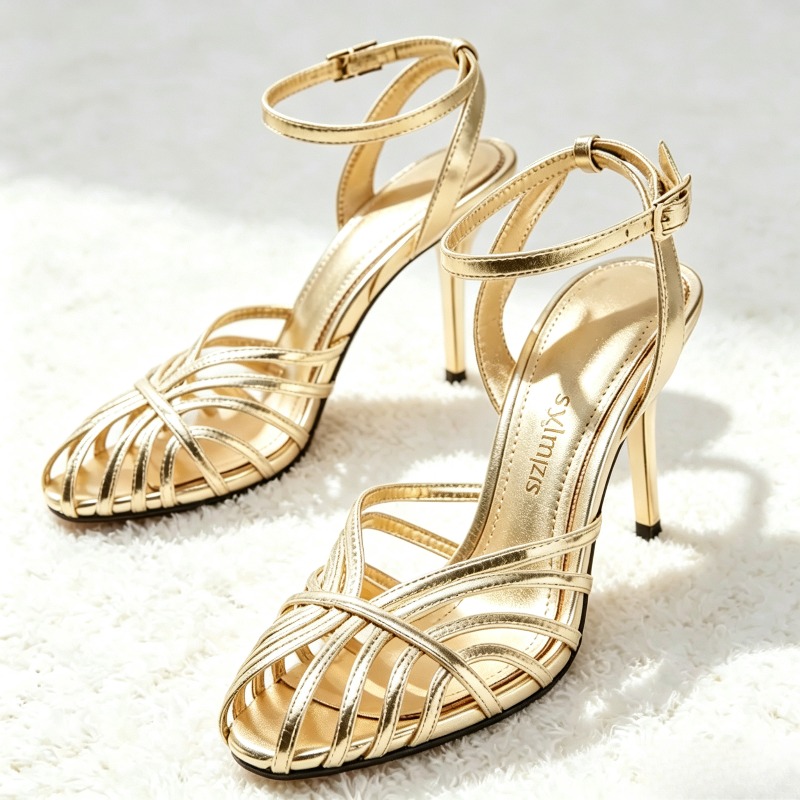 Sexy Gold Hollow Narrow Band H - Women Shoes Formal review and price